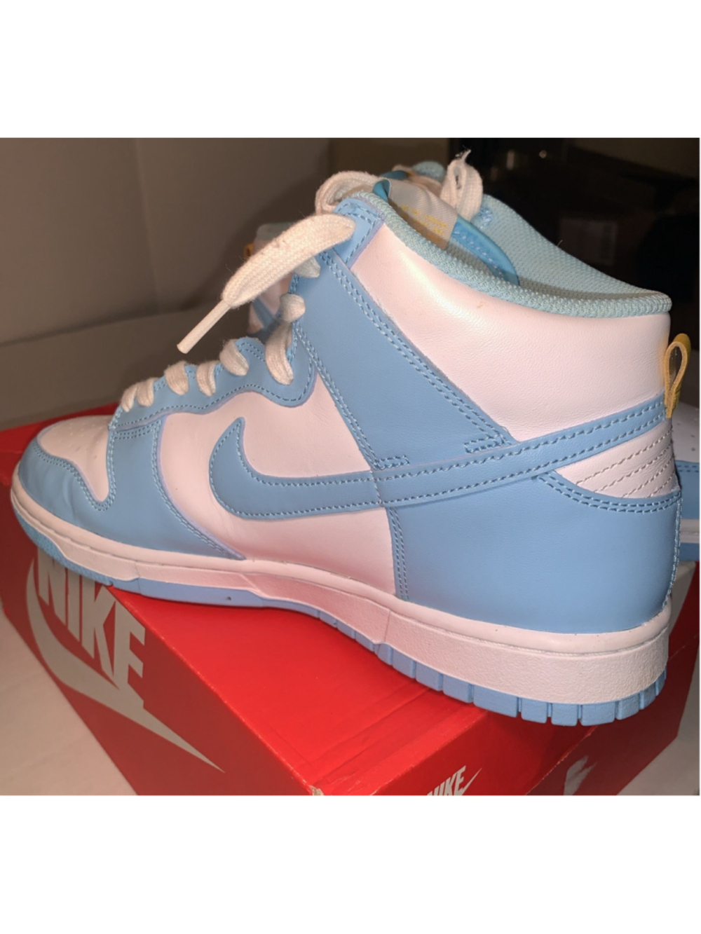 Nike Dunk Hi Retro Blue Chill/White Sneakers Mens Size 9.5 With Damaged Box - Picture 8 of 16